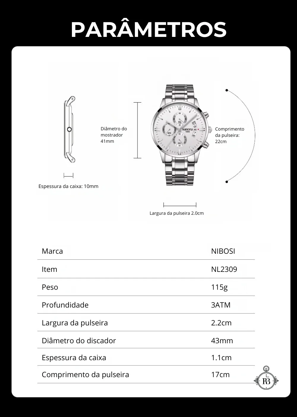 Relógio Nibosi Prata Masculino 0994